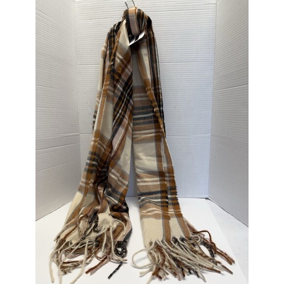 Nine West Women’s Plaid Twisted Fringed Textured Touch Soft Wrap Scarf New - Picture 2 of 5